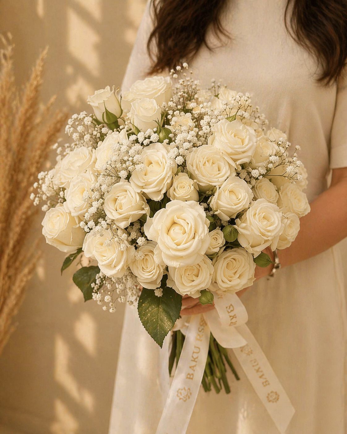 White Spray Rose Wedding Bouquet