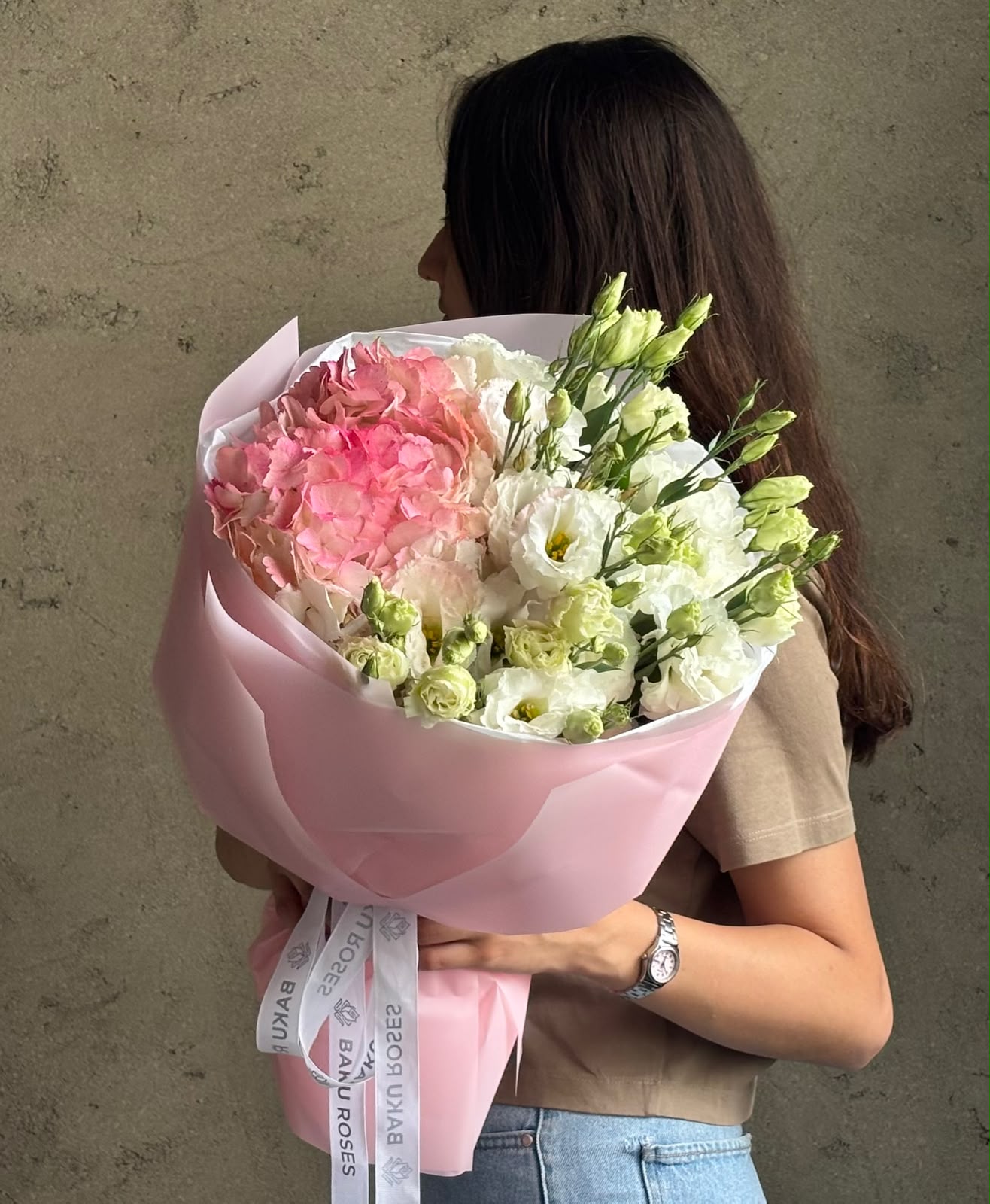 Pink Hydrangea 1, White Lisianthus 5