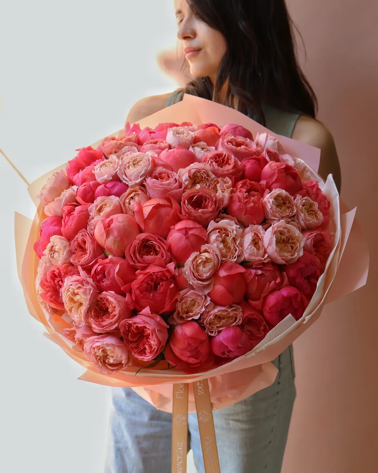 Coral Peony Symphony Premium Buket