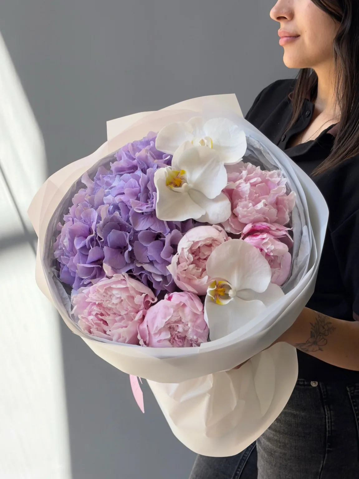 Peony, Hydrangea & Orchid Premium Buket